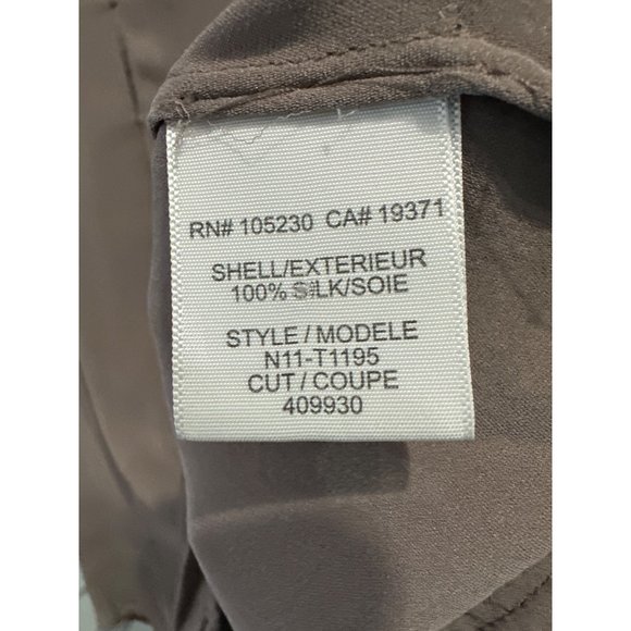 Joie women’s size M brown taupe 100% silk hook eye closure long sleeve top FLAW - Picture 6 of 8